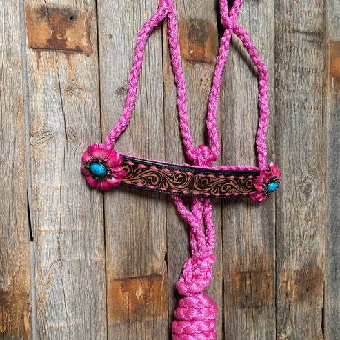 Rodeo Drive Pink Mule Tape Halter - Turquoise #MT202