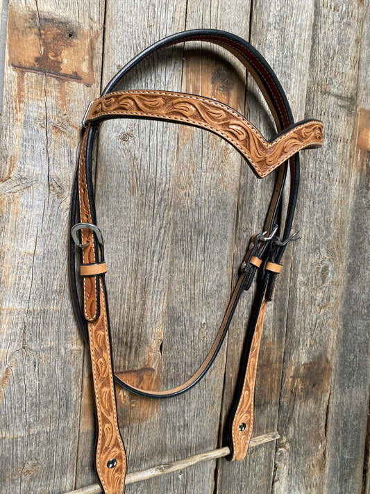 Rodeo Drive Floral V Browband Light Oil Headstall Bridle
