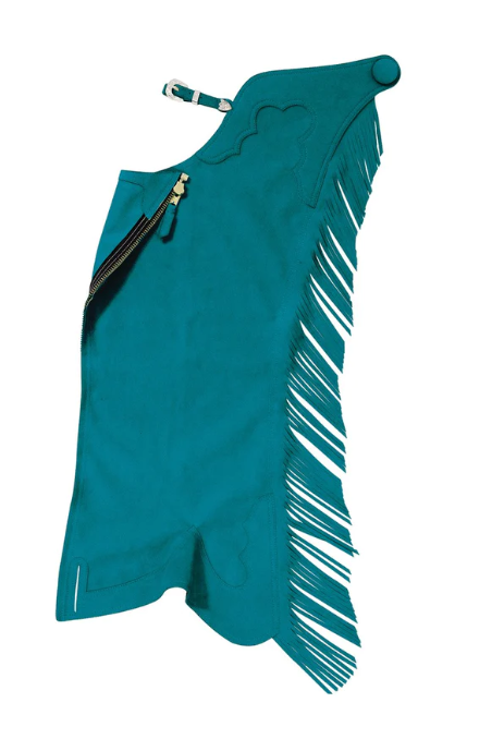 Hobby Horse Ultrasuede Fringed Show Chaps - Teal - 1X