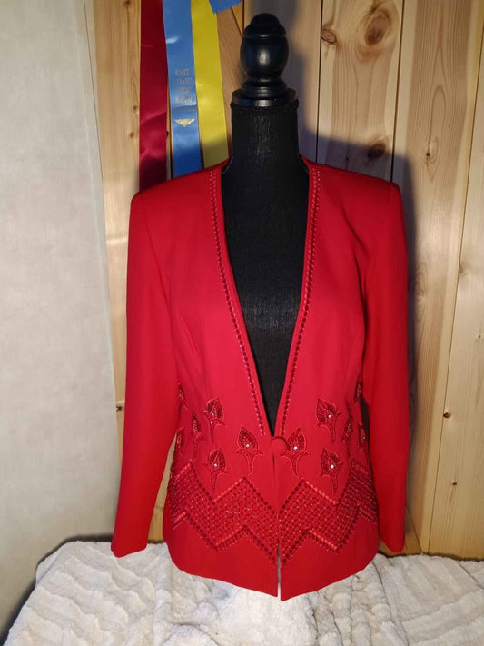 Ladies Red Western Show Jacket - Medium
